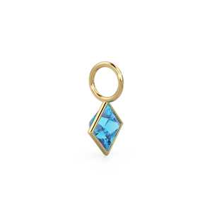 Colgante de Topacio Azul Suizo de 5mm en Oro Amarillo Sólido de 14k con Engaste para Joyería / Piedra de Nacimiento de Noviembre / Corte Princesa Azul - Product Image 4