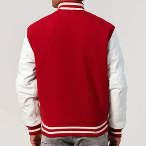 Chaqueta Varsity Roja y Blanca para Hombre, Cierre de Cremallera, Corte Regular, Estilo Casual, Material de Spandex/Poliéster, Tejido Resistente al Viento para Primavera - Product Image 2