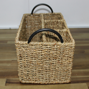 Panier de rangement Artex Dong Thap Rush, organisateur divisé, poignée en métal noir - Product Image 6