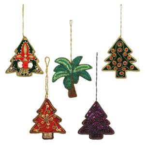 Ornements en tissu brodés faits main en forme d'arbre avec zari – Vente en gros pour l'exportation | Cadeau du Ramadan | Cadeau du Ramzan | Porte-clés Zari - Product Image 2