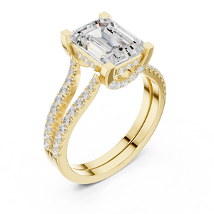 แหวนแต่งงาน/หมั้นเพชรแล็บโกรว์ทรงเหลี่ยมมรกต ทองคำแท้ 14k  แบบซ่อนวงแหวน  พร้อมใบรับรอง IGI สำหรับผู้หญิง - Product Image 2