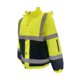 Men's Waterproof Softshell <b>Construction</b> <b>Jacket</b> with Hood Hi Vis Reflective Tape Pattern for Outdoor Safety <b>Work</b> - Product Image 6