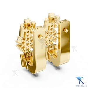 Lab Grown CVD HPHT Diamond Floral Cluster Huggie <b>Hoop</b> <b>Earrings</b> Pave 18K <b>Solid</b> Gold Fine Women's Jewelry Wedding Gift - Product Image 6
