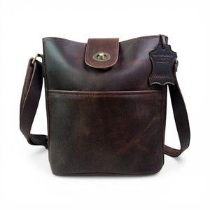 Women's Stylish Vintage Genuine Leather Clutch Adjustable Shoulder Strap Zipper Closure Durable Lightweight 3L+ - Product Image 1