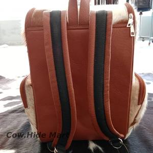Sac à dos en cuir véritable de vachette style western vintage avec fermeture éclair et lettres, capacité 20-35L pour voyage, ordinateur portable et usage scolaire HNBP-0094 - Product Image 3