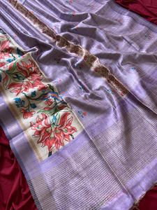 Yumuşak Yarı Pamuklu Saree, Güzel Baskı ve Çekici Ekose Desenli Bollywood Tarzı Parti Sareesi ve Baskılı Bluz - Product Image 4