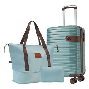 Set di Valigie da 20 Pollici Blu in 3 Pezzi, Bagaglio a Mano Leggero in ABS Rigido con Ruote, Approvato dalle Compagnie Aeree, Realizzato Principalmente in Tessuto PP - Product Image 3