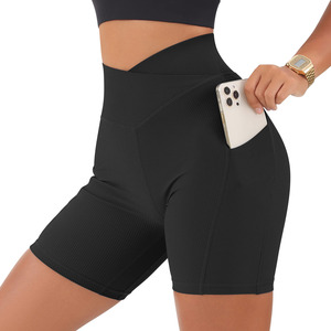 High Quality Custom Made Women Running Biker Bermuda <b>Shorts</b> Elastic Waist Drawstring Closure Quick Dry Breathable Canvas - Product Image 2