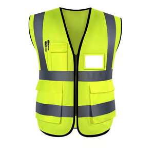 High Visibility Safety Vest with Pockets Reflective Workwear Polyester <b>Construction</b> Gear - Product Image 1