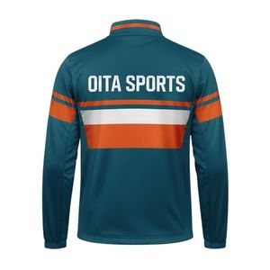 <b>Men</b> Teal Orange Hockey Sports <b>Jacket</b> Polyester Athletic Wear Team Training Uniform Outdoor Activity Performance Apparel - Product Image 2
