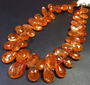African Sunstone <b>Rainbow</b> Pear Gemstone Faceted Beads 9-16mm Natural Full Sparkle Orange Confetti 8.5" Strand DIY <b>Top</b> Grade - Product Image 1