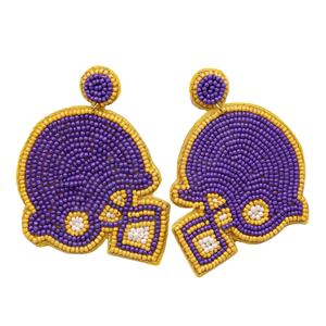 Pendientes Colgantes Hechos a Mano con Cuentas Plateadas en Forma de Flor para Mujer, Estilo Diario para Aficionadas al Deporte, Joyería para Días de Partido y Moda para Tailgating - Product Image 6