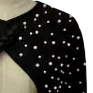 <b>Women</b> Black Rhinestone Embellished Cape <b>Shrug</b> Sparkling Open Front Cropped Shoulder Cover Elegant Evening Party Formal Wear - Product Image 6