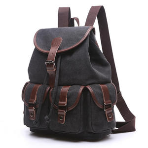 Canvas Unisex <b>Backpack</b> Vintage Style Softback 20-37L Durable Hasp Closure <b>Daily</b> Use Arcuate Shoulder Strap - Product Image 2