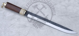 Couteau Seax Viking de style Gotland en acier carbone forgé à la main, lame de 12,5 pouces, ambidextre, manche en bois de noyer, bolster en laiton, couteau multi-usage - Product Image 3