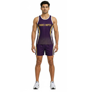 Tenue d'athlétisme légère 2 pièces sans manches personnalisée pour hommes, uniforme d'équipe de course et de terrain OEM ODM - Product Image 1