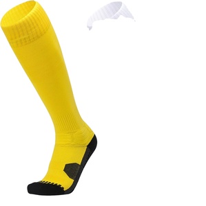 Chaussettes de sport pour hommes, hauteur genou, bleu uni, tricotées, coupe classique, pour usage sportif - Product Image 2