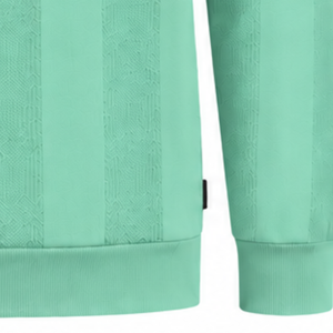 Mint Green <b>Mens</b> <b>Long</b> <b>Sleeve</b> Knitted <b>Polo</b> <b>Shirt</b> Textured Vertical Stripe Design Ribbed Hem Premium Casual Pullover Fashion Top - Product Image 5