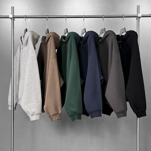 <b>Women's</b> Oversized Hooded Zip-Up <b>Sweatshirt</b> Solid Color Knitted Cotton Fleece Full Sleeve Autumn Wear - Product Image 3