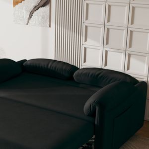 Divano Letto Elegante in Velluto Nero da 54 Pollici, Design Retrattile a Doppio Uso per Arredamento Centrato sul Soggiorno - Product Image 4