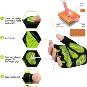 Custom High Quality Half <b>Finger</b> Cycling Gloves Breathable Gel Padded Anti Slip Bicycle <b>Bike</b> Riding Gloves Wholesale OEM - Product Image 4