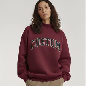 เสื้อสเวตเชิ้ตโอเวอร์ไซส์คอเต่าสีพื้นเรียบแบบมีโลโก้สั่งทำขายส่งปี 2026 ดีไซน์ล่าสุดสำหรับฤดูหนาว ไซส์พลัสสำหรับผู้หญิง - Product Image 1