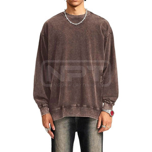 Sudaderas de algodón mezclado con lavado ácido de color personalizado para hombre, ropa de moda, tallas grandes, nuevo diseño, sudaderas con lavado ácido. - Product Image 2