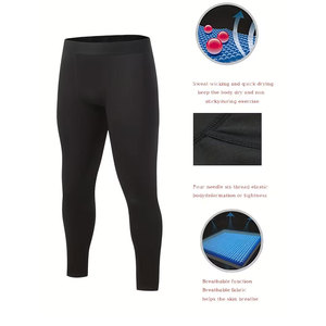 2 pantalones ajustados de color negro puro y gris para hombre, ropa interior de compresión de secado rápido - Product Image 5