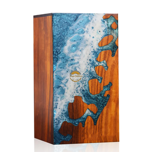 Resin Art Ocean Wave <b>Vase</b> Unique Handmade Decorative Wooden Urn Epoxy Home & Office Memorial Ashes Keepsake Display by AYAANS - Product Image 4