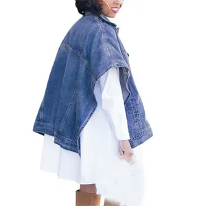 Veste en jean sans manches pour femme, style châle, vintage, à revers, simple boutonnage, manteau cardigan, tendance décontractée streetwear - Product Image 4