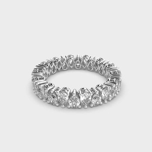 Anillo de Eternidad con Diamantes Corte Pera, Oro Sólido de 18K, Baño de Rodio, Engaste de Garras, Joyería Fina de Lujo para Mujer, Certificado GIA - Product Image 2