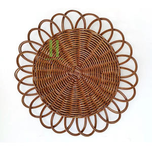 Best wholesaler Hot Trend Rattan Charger <b>Plates</b> Boho Rattan Placemat OEM Hot Sale Placemat Wicker Charger <b>Plate</b> From Vietnam - Product Image 1