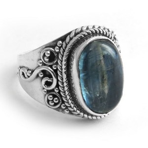 Amusez-vous ! ! Bagues en argent sterling 925 avec kyanite, style bohème chrétien, sertissage clos, certifiées par un tiers pour les mariages - Product Image 1