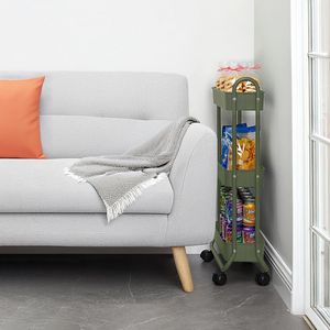 Carrello portaoggetti salvaspazio a 3 ripiani, verde militare, per bagno e lavanderia - Product Image 2