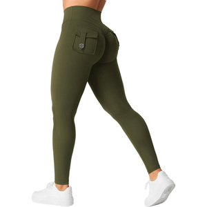 High Waisted Pants Women Scrunch Butt Lifting <b>Leggings</b> <b>with</b> <b>Pockets</b> Fitness Gym Tights Tummy Control Sport <b>Leggings</b> - Product Image 2