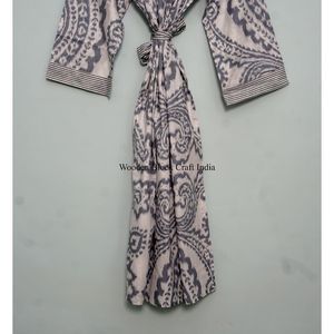 Kimono artesanal vintage con estampado floral para mujer, 100% algodón, diseño floral único de la India, de secado rápido, estético. - Product Image 6