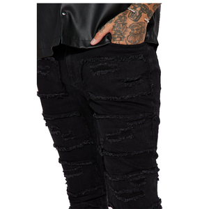 Jeans en denim décontractés pour hommes, coupe évasée haute, couleur foncée, vente en gros à prix bas, meilleur design, personnalisables, meilleures ventes, avec logo de marque personnalisé - Product Image 5