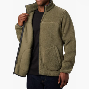 Veste en sherpa à double poche pour homme, sur mesure, de haute qualité, 100% coton, polaire solide, douce et confortable, avec broderie pour l'hiver - Product Image 2