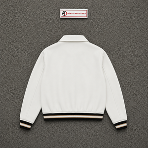 PREMIUM <b>WHITE</b> ZIP <b>JACKET</b> STYLISH OUTERWEAR MINIMAL <b>Jacket</b> PU Material Zipper Closure Turn-down Collar Casual Style Autumn Wear - Product Image 6