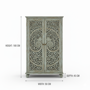 Armario de Madera Maciza Tallada a Mano de Alta Calidad con Puertas Dobles y Diseño de Enredaderas para el Hogar, Disponible para Suministro al por Mayor - Product Image 4