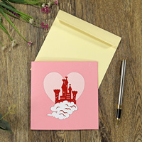 Liefde Cadeau Voor Vriendin Op Valentijn En Verjaardag Met Kasteel 3d Pop-Up Kaart