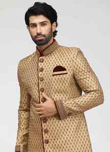 Salwar Kameez Classique Royal pour Homme, Tenue de Mariage Indienne et Pakistanaise Brodé pour le Marié, Décontracté, Anti-UV et Infroissable - Product Image 2