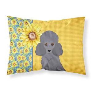 Arte de girasoles de verano, caniche gris decorativo, estándar, ligero, supersuave, fácil cuidado, funda de almohada, funda de cojín, caniche de juguete - Product Image 1