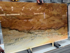 Sang trọng Vàng Vàng tĩnh mạch quartzit slab bàn đá cẩm thạch đánh bóng mới Colibri Rubi thạch anh gạch lát sàn - Product Image 5