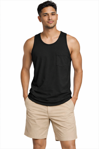 Camiseta Deportiva para Hombre |   Chaleco Deportivo sin Mangas para Gimnasio/Entrenamiento Muscular |   Ropa Deportiva de Punto de Algodón y Elastano |   Bordado Personalizado OEM - Product Image 5