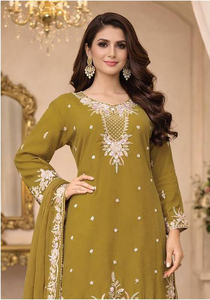 Salwar Kameez Tradicional para Mujer, de Rayón, Largo hasta el Tobillo, Corte Holgado, Bordado Verde, Estilo Étnico de India y Pakistán - Product Image 3