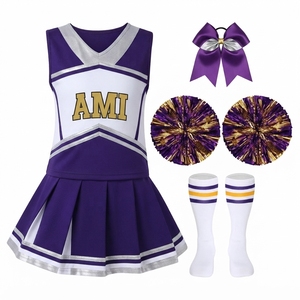 Uniformes de cheerleading pour enfants personnalisés en polyester/spandex, costume de pom-pom girl bleu sexy pour adultes - Product Image 6