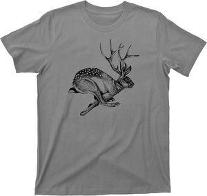 Custom <b>Men's</b> Jackalope Print O-Neck Regular Fit Breathable Cotton Jersey <b>Animal</b> Pattern Plus Size Streetwear High T-Shirt - Product Image 1