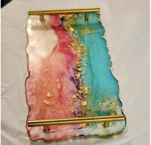 ถาดเสิร์ฟเรซิ่นอีพ็อกซี่ งานสั่งทำ ดีไซน์สวยงาม สร้างสรรค์ สะดุดตา ถาดเรซิ่นขายดี สำหรับใส่ชา กาแฟ จากอินเดีย - Product Image 2