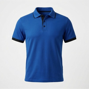 เสื้อโปโลแขนสั้นสีน้ำเงินสำหรับผู้ชาย ผ้าโพลีเอสเตอร์ถัก 100% ระบายอากาศได้ดี ดีไซน์เรียบง่าย สวมใส่สบาย ทรงปกติ - Product Image 1
